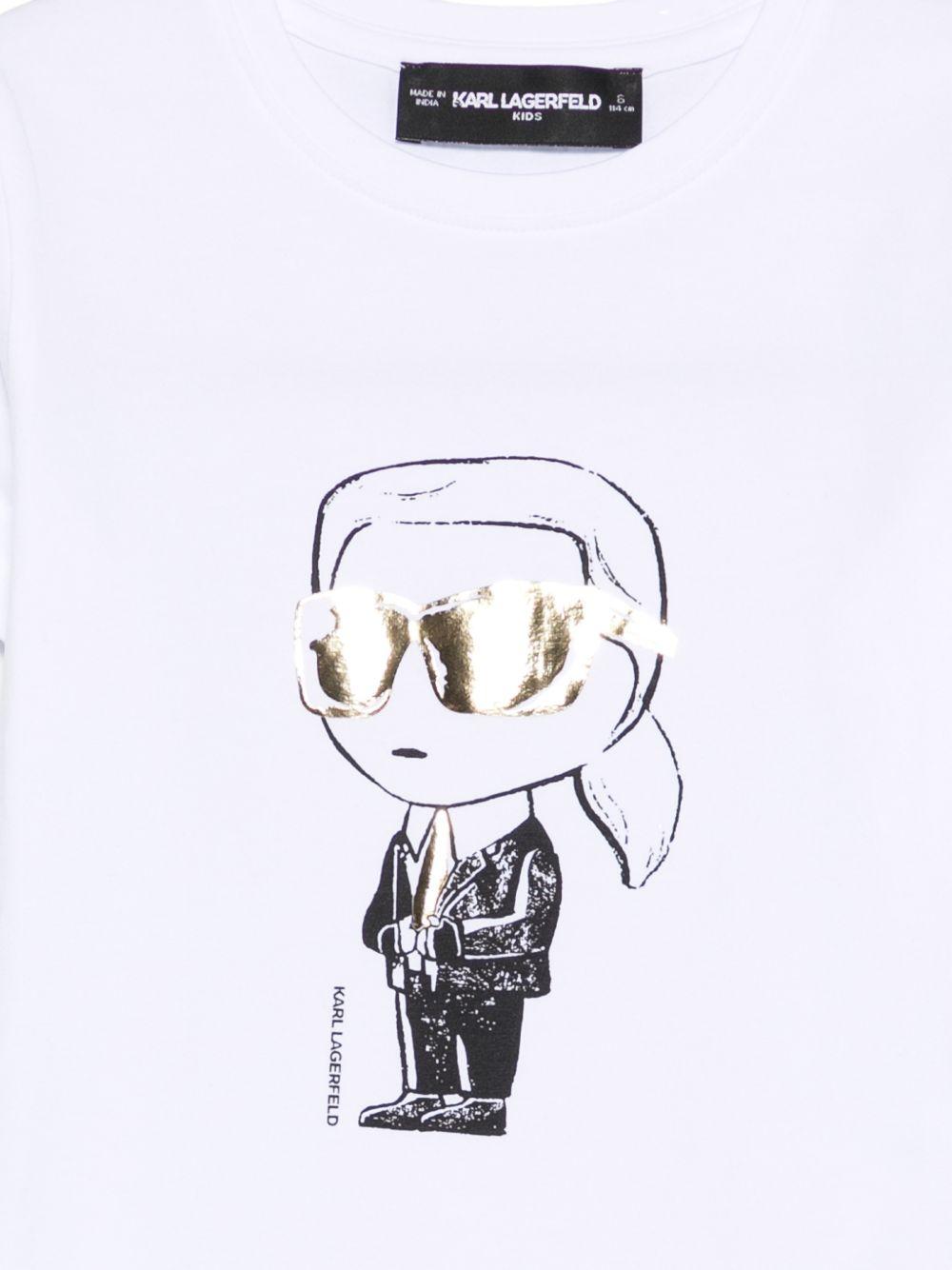 T-shirt per bambina Karl Lagerfeld Kids bianca con dettaglio grafico Z31160 10P KARL LAGERFELD KIDS 