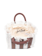 Borsa Colette MC2 Saint Barth bianca e marrone con motivo a righe COL0001 02597L MC2 ST. BARTH KIDS 