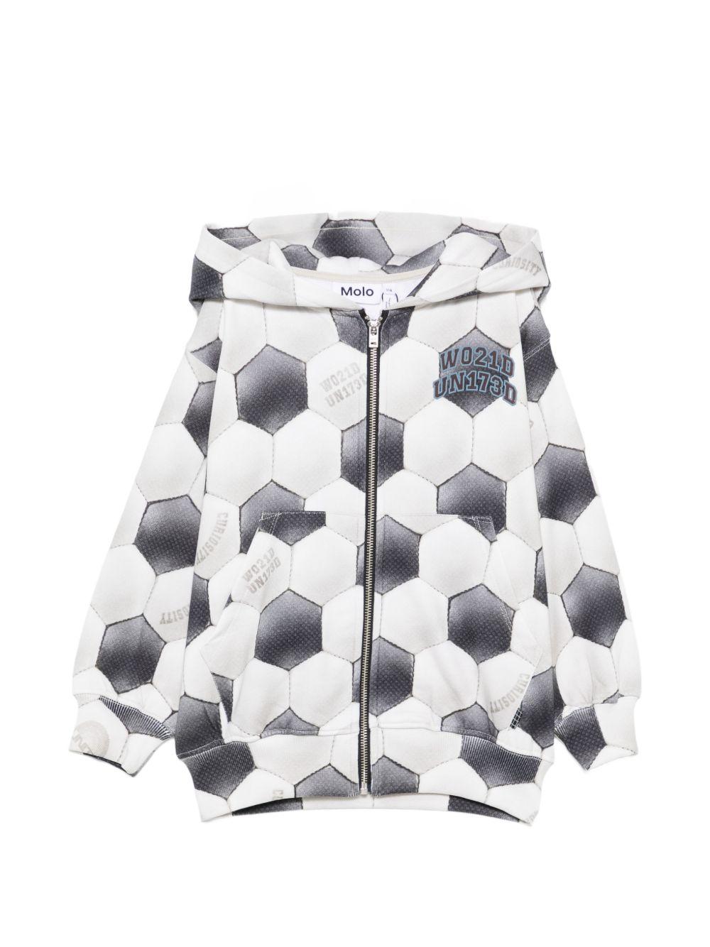 Felpa per bambino Molo kids bianca e nera con stampa grafica pallone 1W26J303 6253 MOLO KIDS 