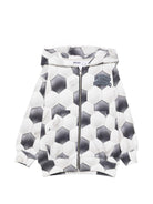 Felpa per bambino Molo kids bianca e nera con stampa grafica pallone 1W26J303 6253 MOLO KIDS 