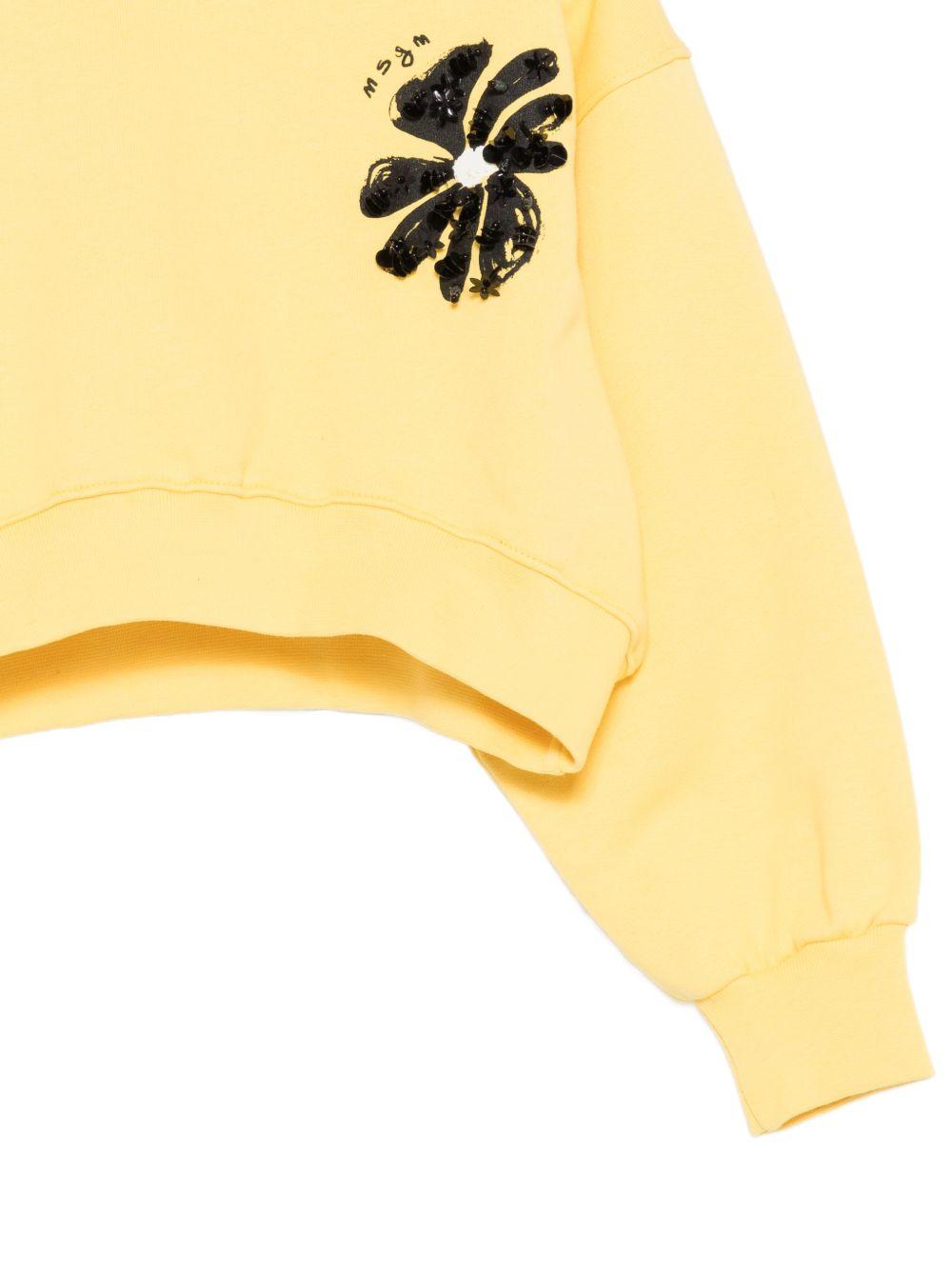 Felpa per bambina MSGM Kids gialla con applicazione logo S6MSJGSW079 MS009 MSGM KIDS 