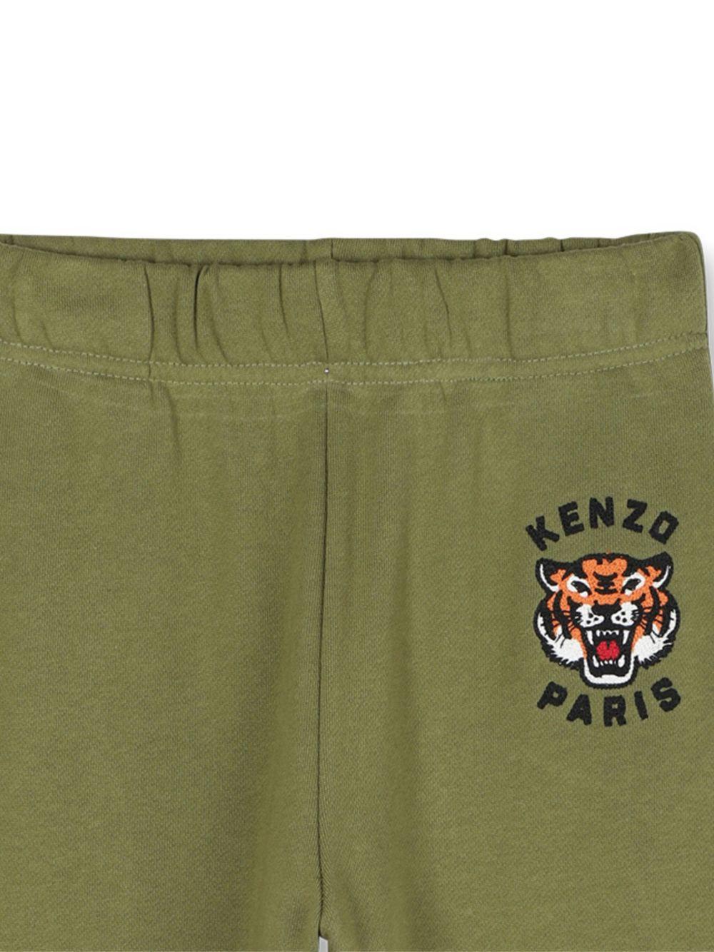 Pantaloni sportivi per bambino Kenzo Kids verdi con ricamo Tiger K61455 64T KENZO KIDS 