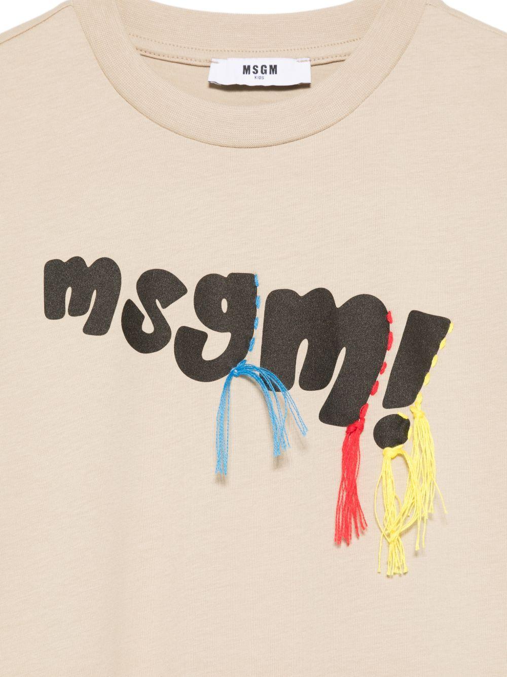 T-shirt per bambini MSGM Kids beige con dettaglio logo S6MSJUTH136 092 MSGM KIDS 
