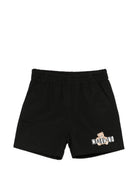 Shorts per neonati Moschino Kids neri con stampa Teddy Bear sul davanti MUQ01NLLA14 60100 MOSCHINO KIDS 