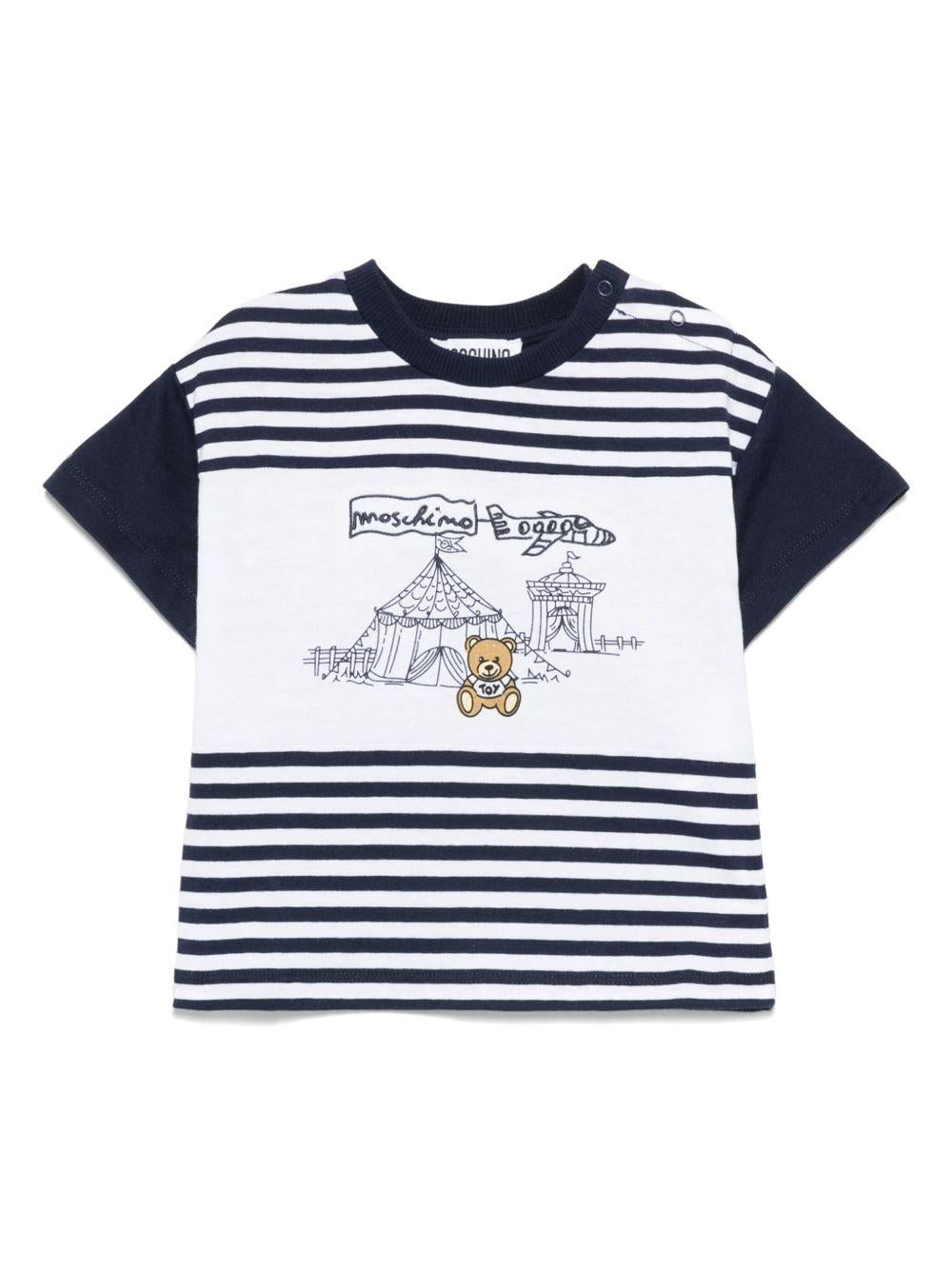 T-shirt con stampa Teddy Bear per neonato Moschino Kids bianco con orlo dritto MUM046LAE08 83442 MOSCHINO KIDS 