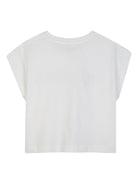T-shirt per bambina Michael Kors Kids bianca con dettaglio logo R30607 117 MICHAEL KORS KIDS 