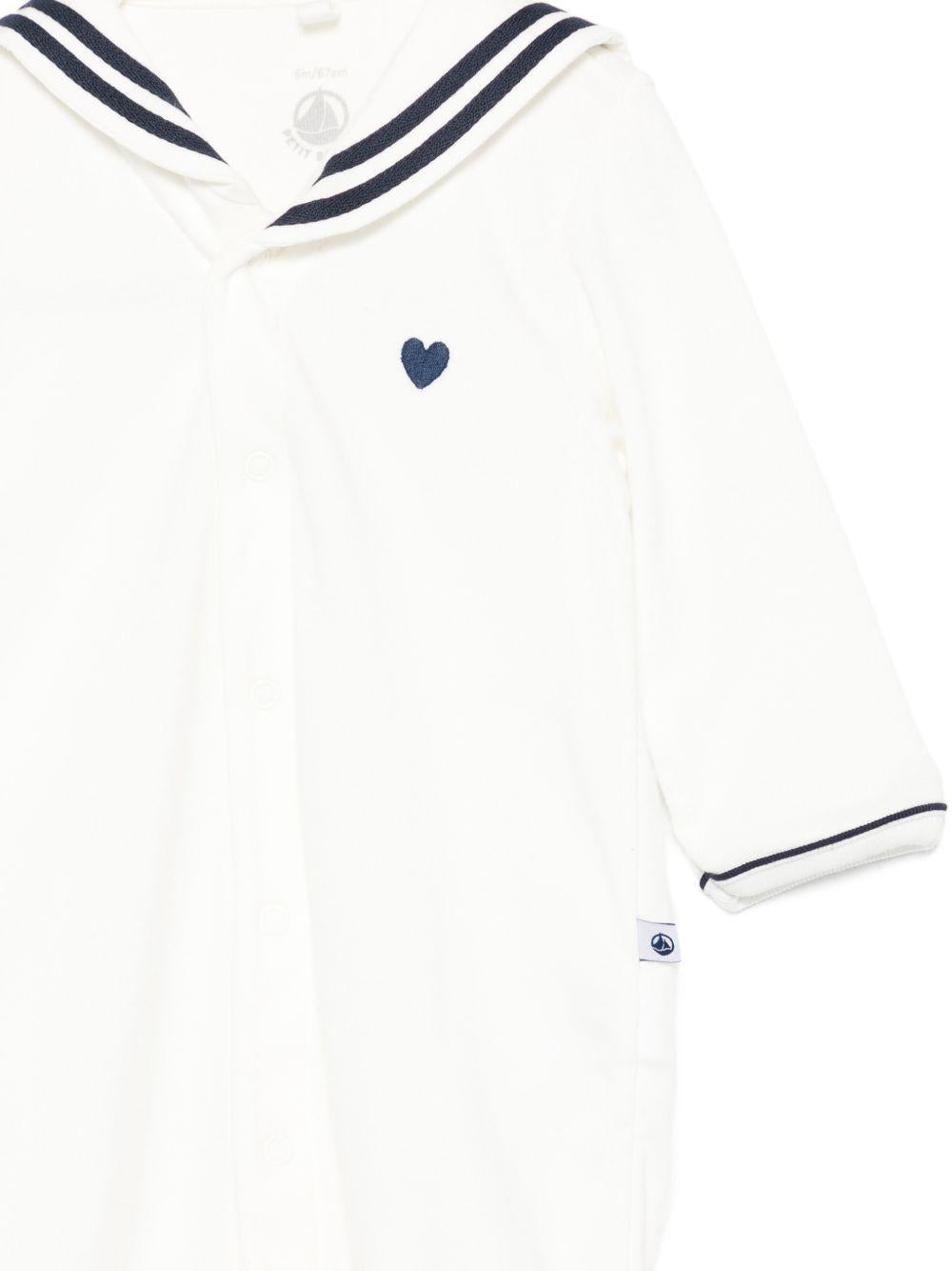 Tutina per neonato Petit Bateau bianca con dettaglio a cuore A0F79 01 PETIT BATEAU KIDS 