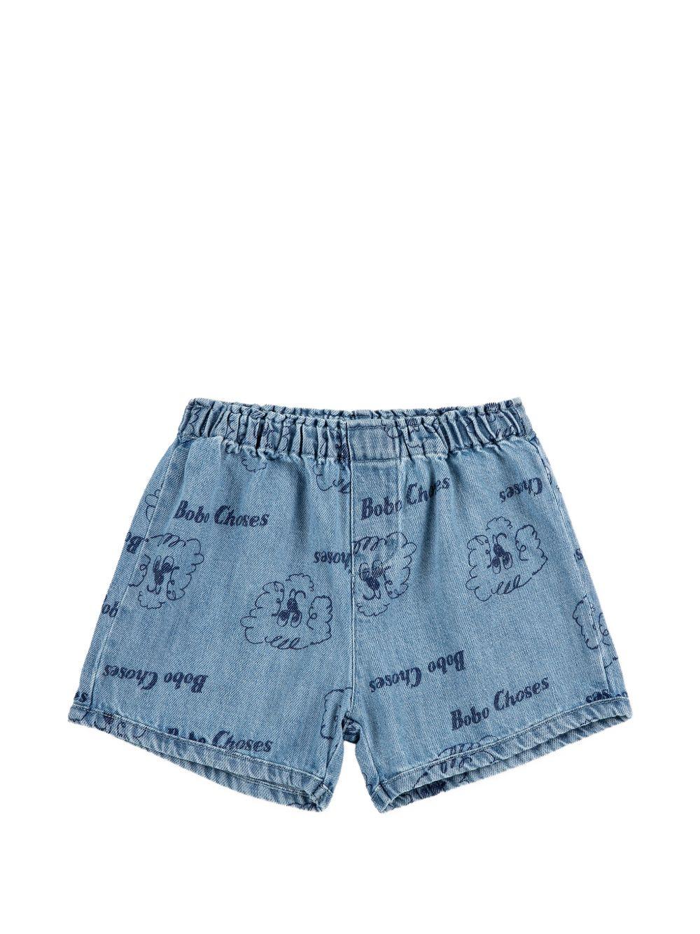 Shorts per neonato Bobo Choses denim con stampa grafica all-over B126AB057 461 BOBO CHOSES KIDS 