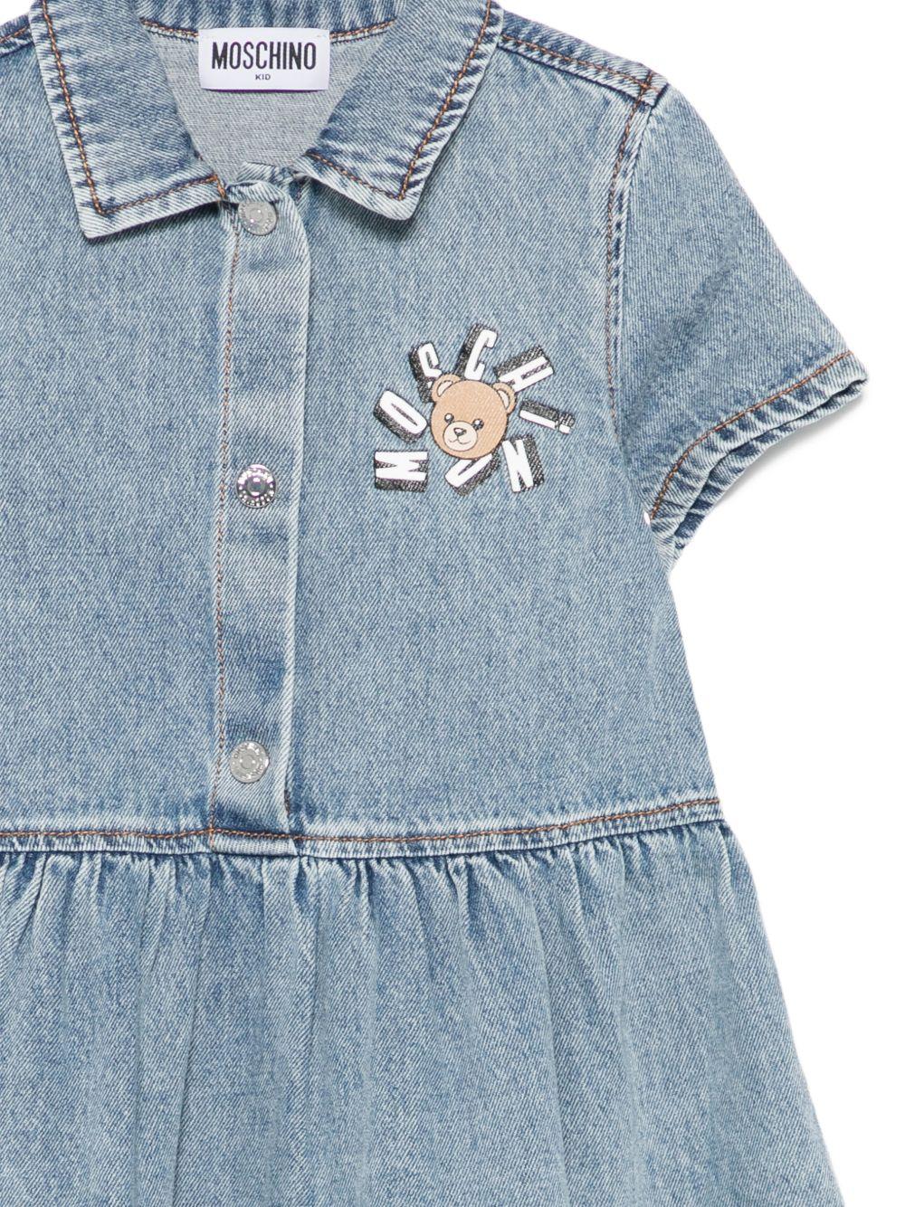 Abito per bambina Moschino Kids denim con logo sul davanti HDV0HDL0E44 40511 MOSCHINO KIDS 