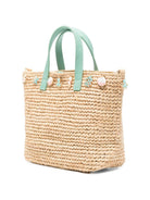 Borsa Mini Rafia City MC2 Saint Barth beige con decorazione con perline RAFC003 00359L MC2 ST. BARTH KIDS 