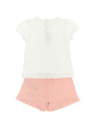 Set t-shirt e shorts per neonata Moschino Kids rosa con stampa Teddy Bear MBG01OLBA00 85010 MOSCHINO KIDS 