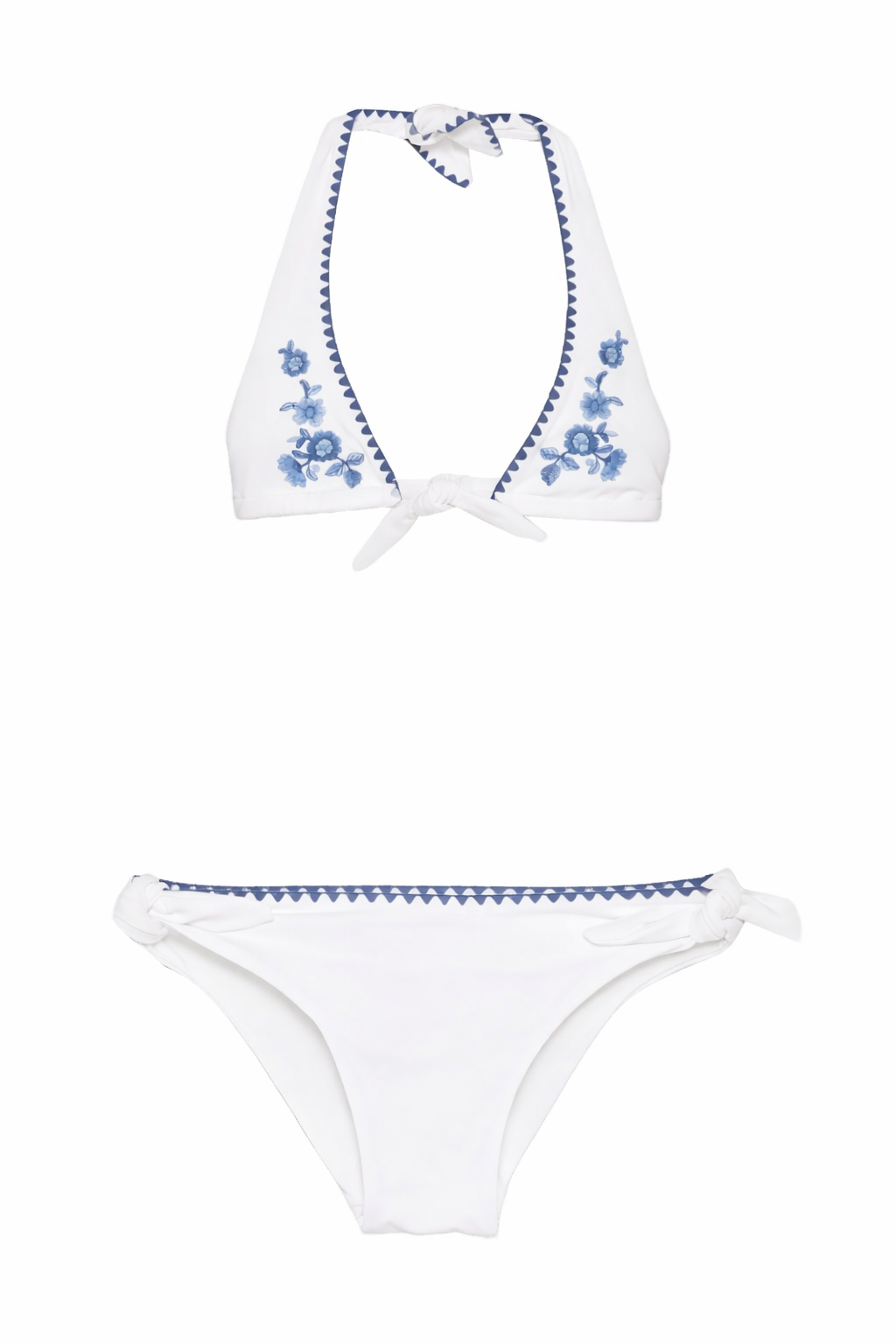 Set bikini per bambina Ermanno Scervino Junior bianco con ricamo Z9G009 7755 9956 ERMANNO SCERVINO JUNIOR 
