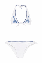 Set bikini per bambina Ermanno Scervino Junior bianco con ricamo Z9G009 7755 9956 ERMANNO SCERVINO JUNIOR 