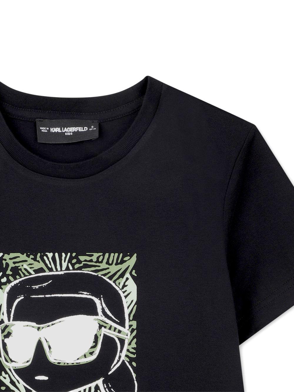 T-shirt per bambino Karl Lagerfeld Kids nera con stampa Karl sul davanti Z31094 09B KARL LAGERFELD KIDS 