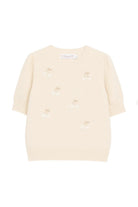 T-shirt per bambina Bonpoint beige con ricamo ciliegie S06GJUK00005 103 BONPOINT KIDS 