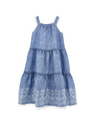 Abito per bambina Ermanno Scervino Junior in denim con ricamo a fiori Z1G907 7672 0062 ERMANNO SCERVINO KIDS 