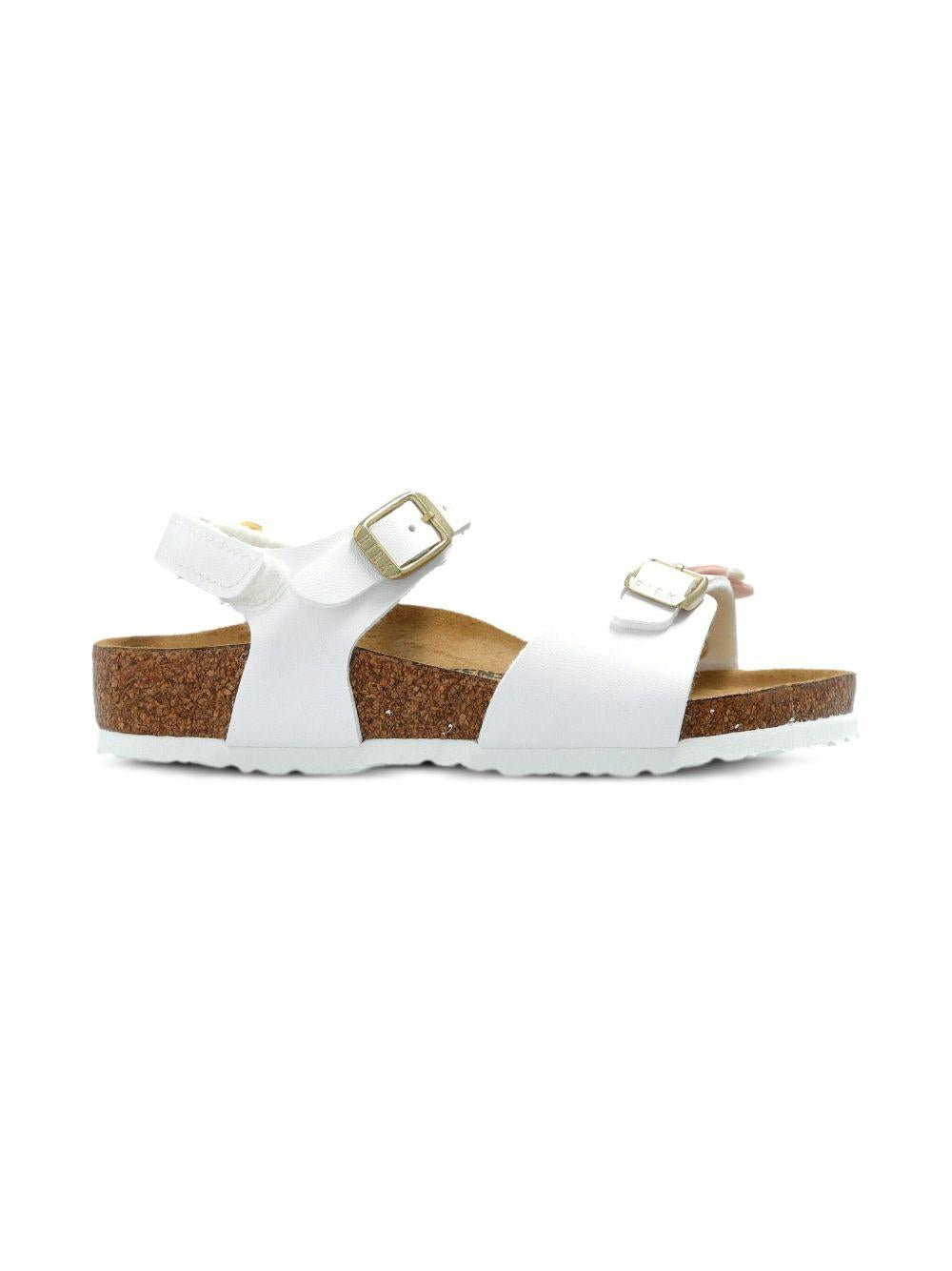 Sandali Rio per bambina Birkenstock Kids bianca con dettaglio applicazione fiore 1029561 WHITE BIRKENSTOCK KIDS 