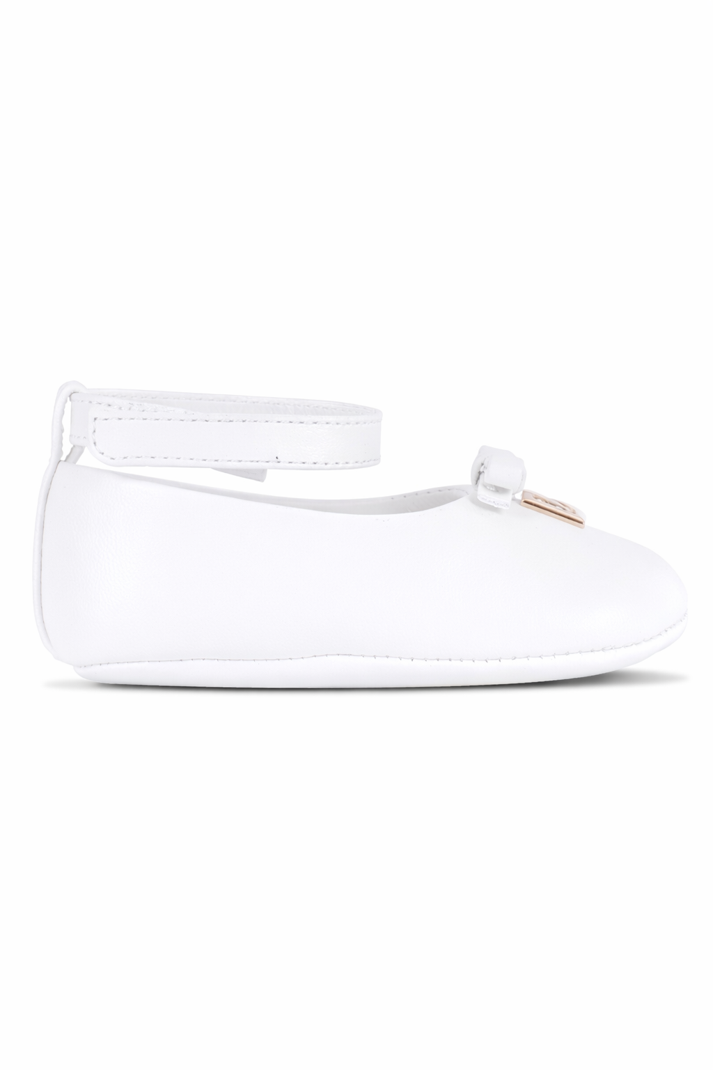 Ballerine per neonata Dolce & Gabbana Kids bianche con placca logo DK0065 AB793 80001 DOLCE & GABBANA KIDS 