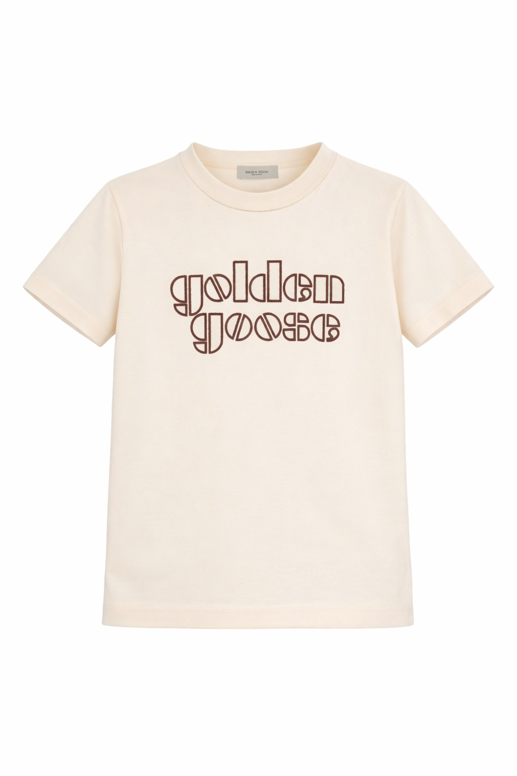 T-shirt per bambino Golden Goose Kids beige con logo GKP01403P002433 11560 GOLDEN GOOSE KIDS 