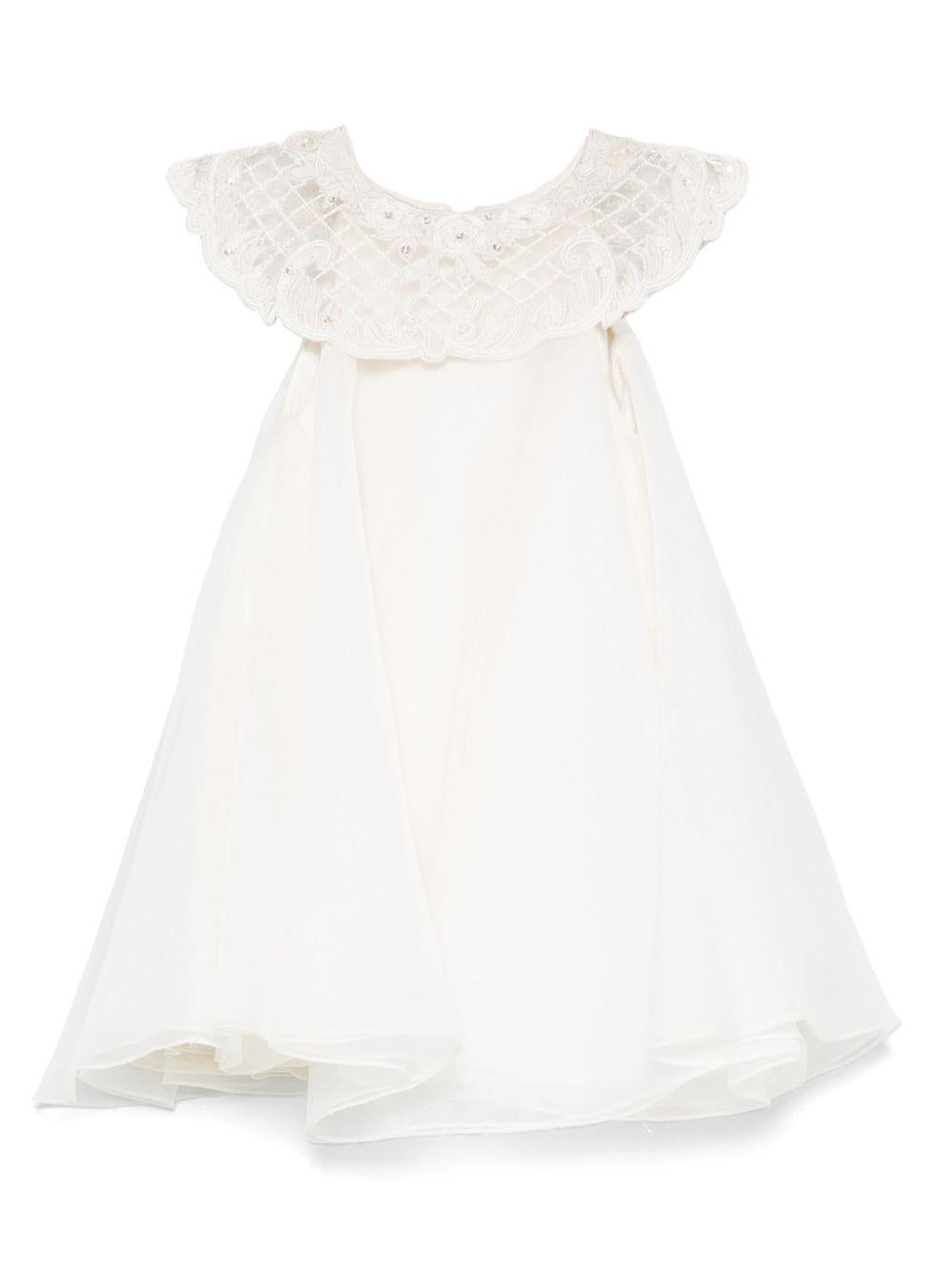 Abito per neonata MAISON AVA bianco con colletto a contrasto MA-SS25-GL02 IVORY MAISON AVA KIDS 