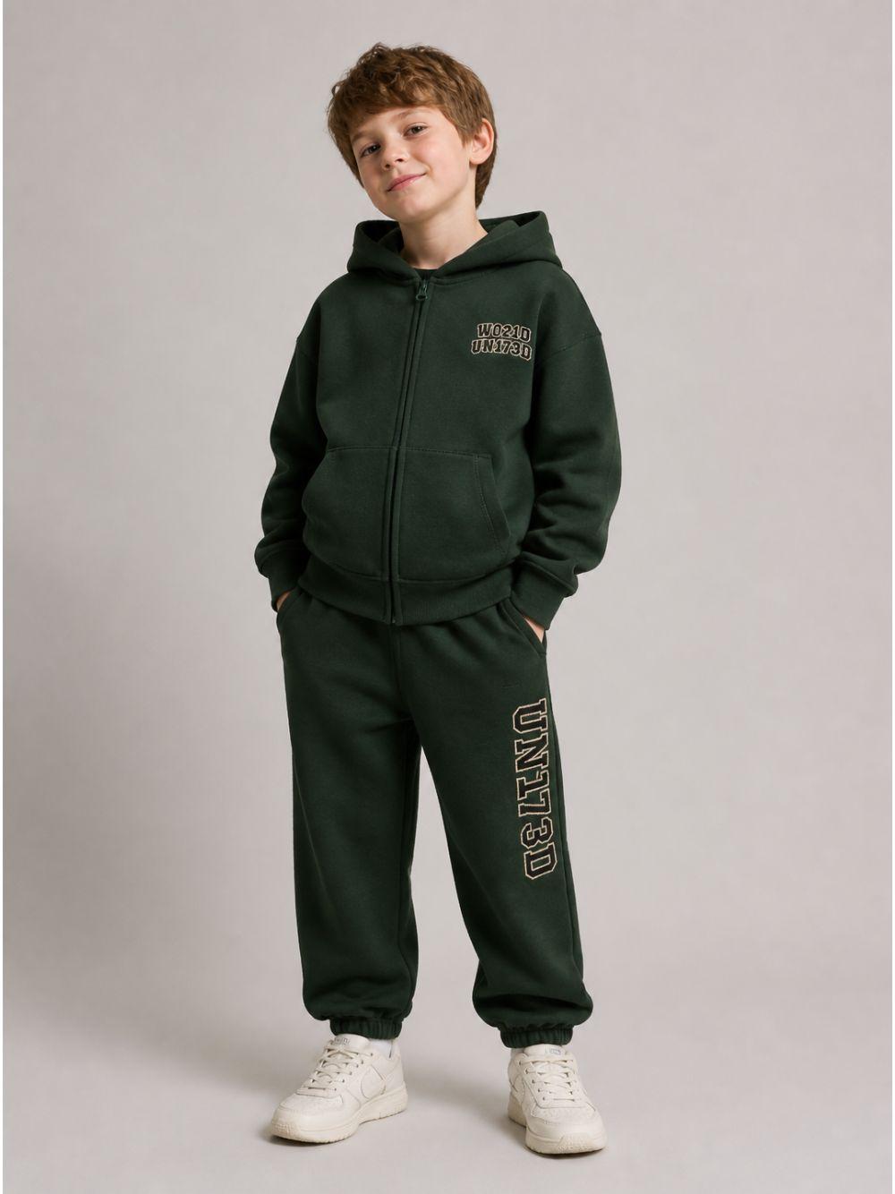 Pantaloni sportivi per bambino Molo Kids verdi con stampa grafica sul lato 1W26I201 5721 MOLO KIDS 