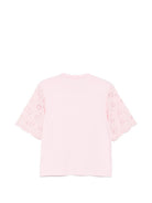 T-shirt da donna MC2 Saint Barth rosa con maniche in pizzo sangallo MSA0002 08716L MC2 ST. BARTH 