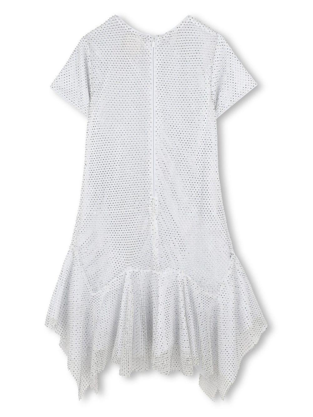 Abito con strass per bambina Givenchy Kids grigio con chiusura con zip H30792 016 GIVENCHY KIDS 