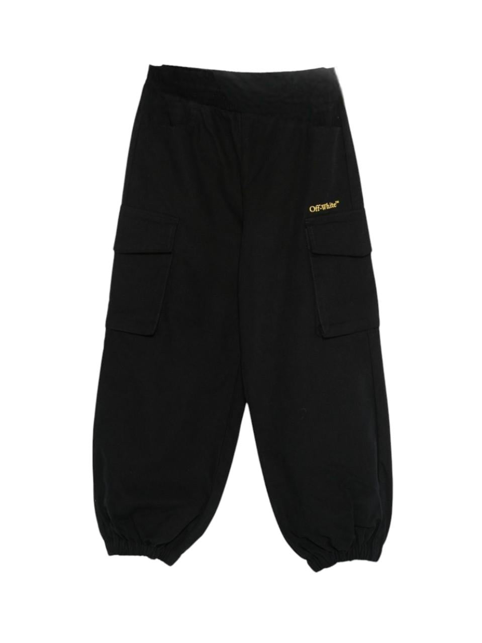 Pantaloni per bambino Off-White Kids neri con tasche cargo OBCF007F25FAB001 1018 OFF WHITE KIDS 