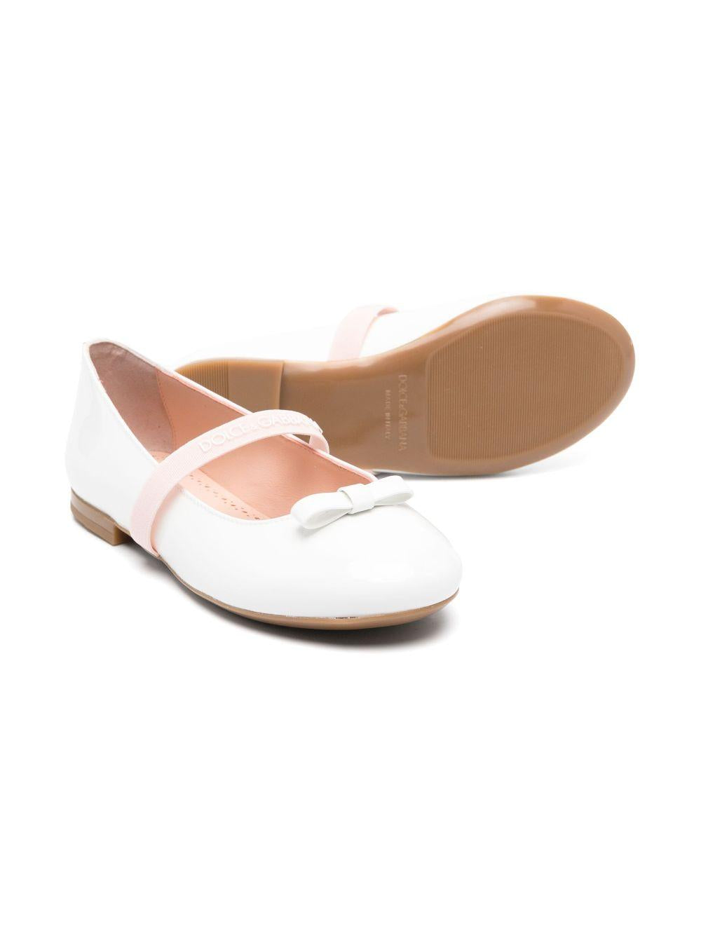 Ballerine per bambina Dolce & Gabbana Kids bianco con rifinitura lucida D11294 A4831 87682 DOLCE & GABBANA KIDS 