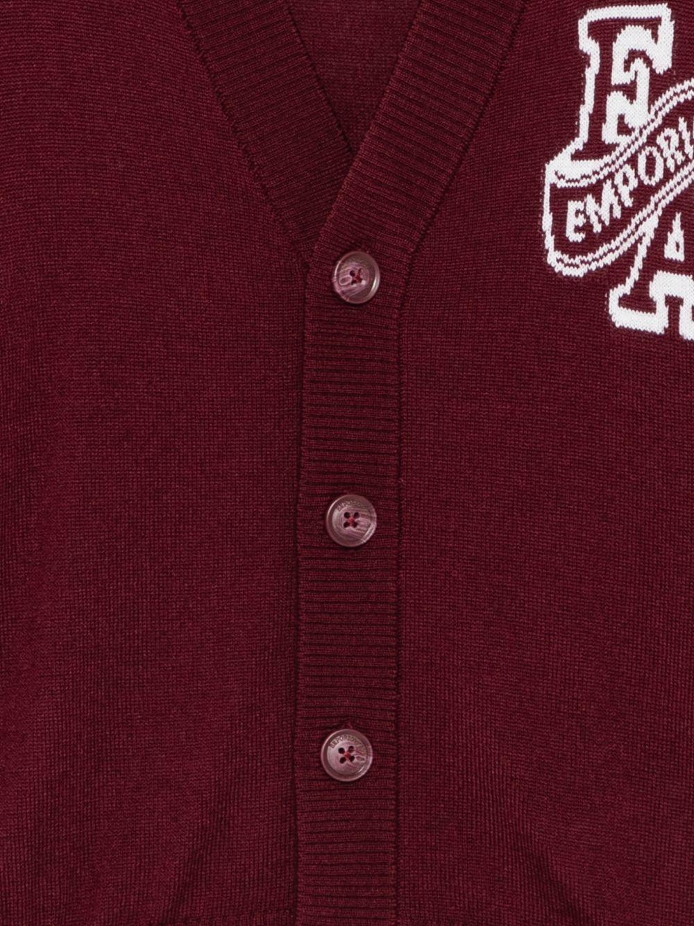 Cardigan per bambino Emporio Armani Kids bordeaux a maniche lunghe EB001686 AF27314 UA343 EMPORIO ARMANI KIDS 