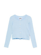 Cardigan per bambina Molo azzurro maniche lunghe a coste Giselle 2S26K308 5637 MOLO KIDS 