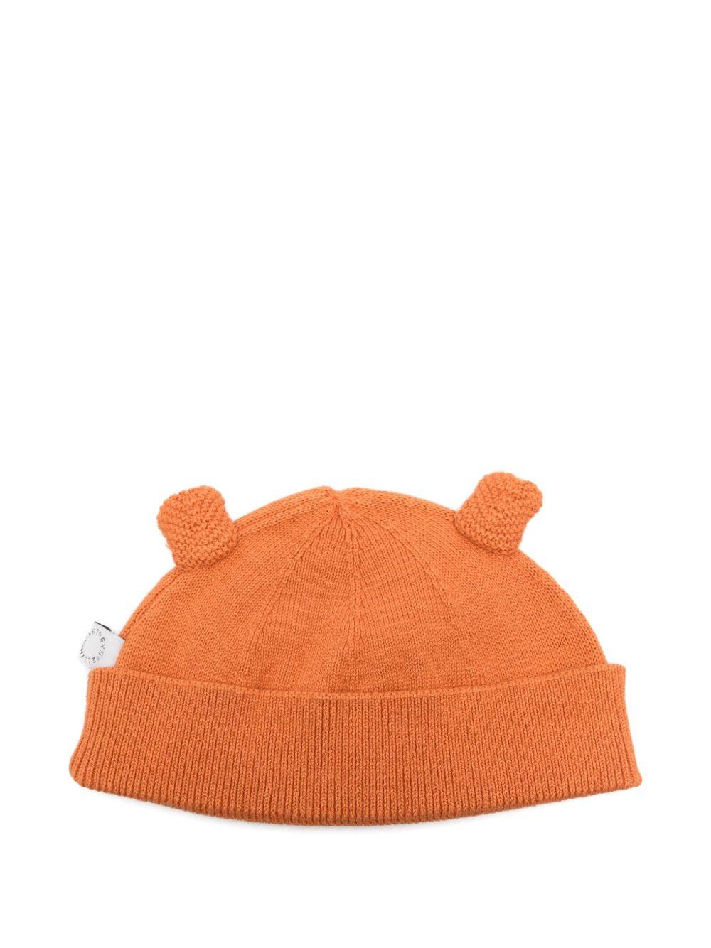 Cappello per neonati Stella McCartney Kids arancione lavorato a maglia con dettagli sulle orecchie TX0517 Z1528 344 STELLA McCARTNEY KIDS 