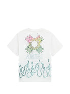 T-shirt per bambino Amiri Kids bianca con stampa fiamma verde ACTOJR1028 127 AMIRI KIDS 