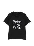 T-shirt per neonato Balmain Kids nera con scritta sul davanti BZ8301 Z3672 930BC BALMAIN KIDS 