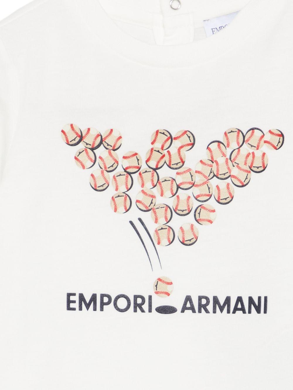 T-shirt per neonato Emporio Armani Kids bianca con stampa grafica con palline da tennis EB001081 AF14503 U0003 EMPORIO ARMANI KIDS 