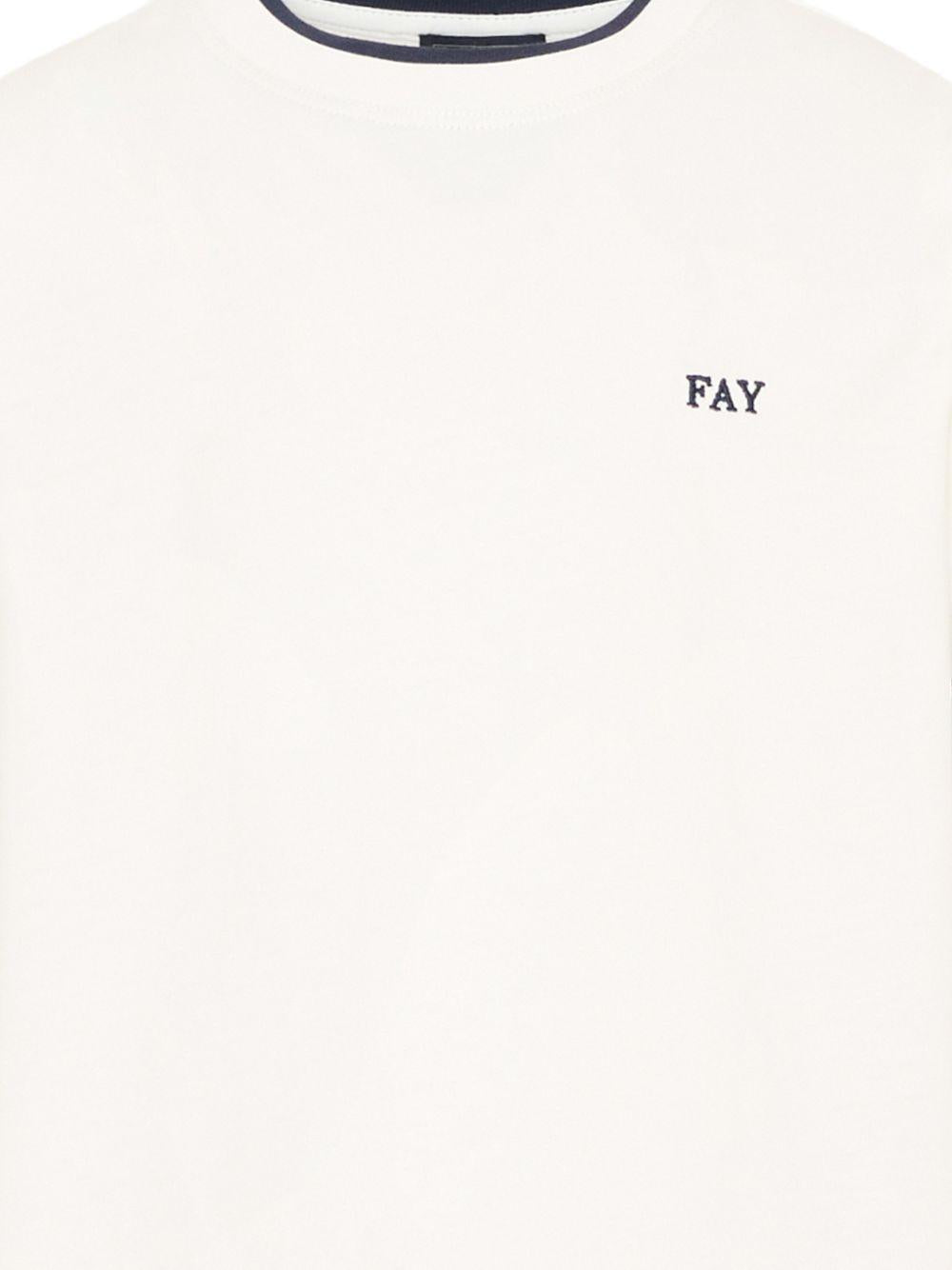 T-shirt per bambino Fay Kids bianca con logo ricamato sul davanti FY8P01 Z3708 101BL FAY KIDS 