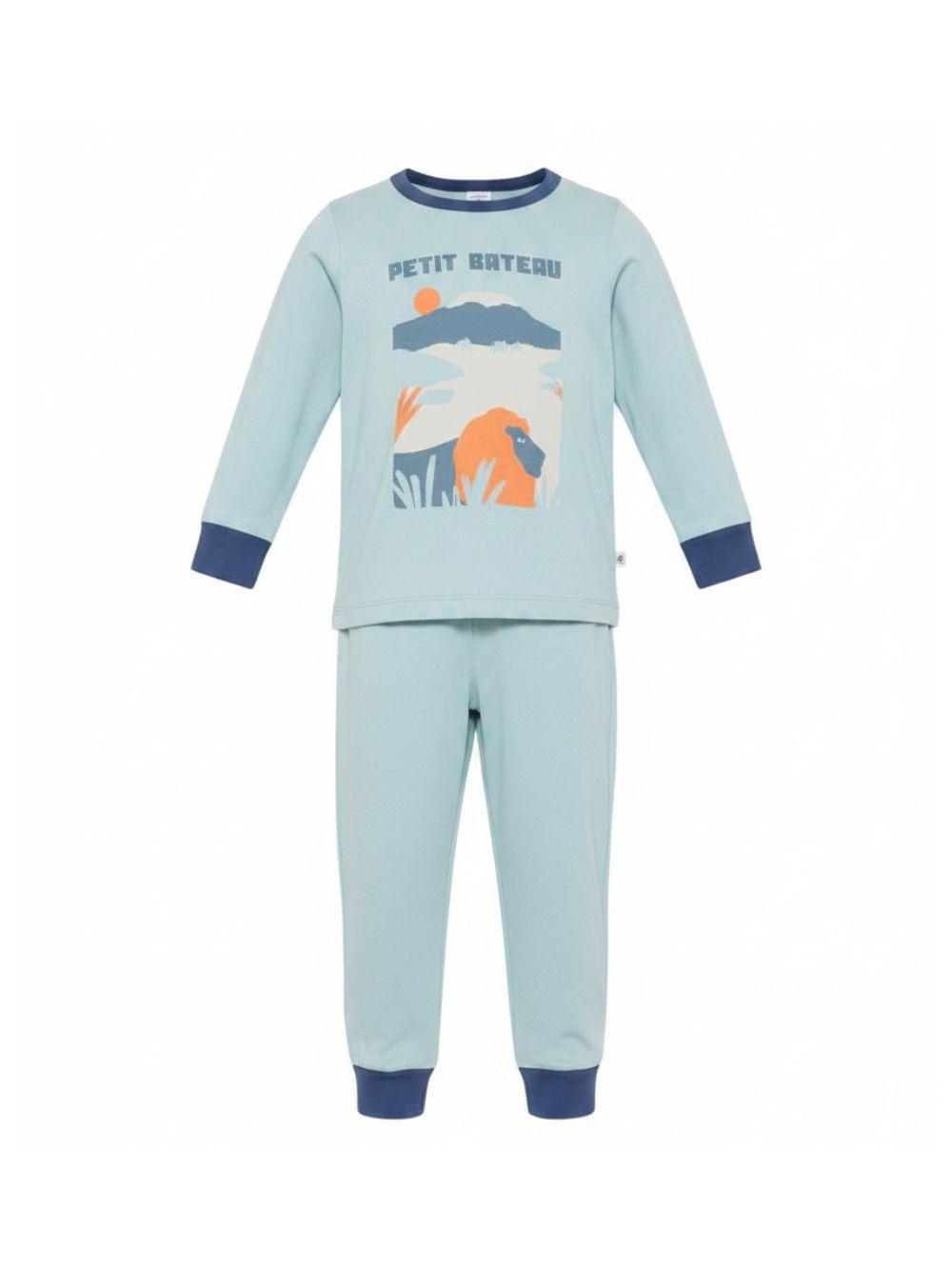 Pigiama per bambino Petit Bateau azzurro con stampa grafica all-over A0FCO 01 PETIT BATEAU KIDS 