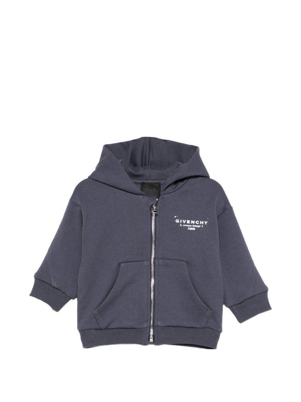 Felpa per neonato Givenchy Kids blu con stampa logo sul davanti H31195 061 GIVENCHY KIDS 
