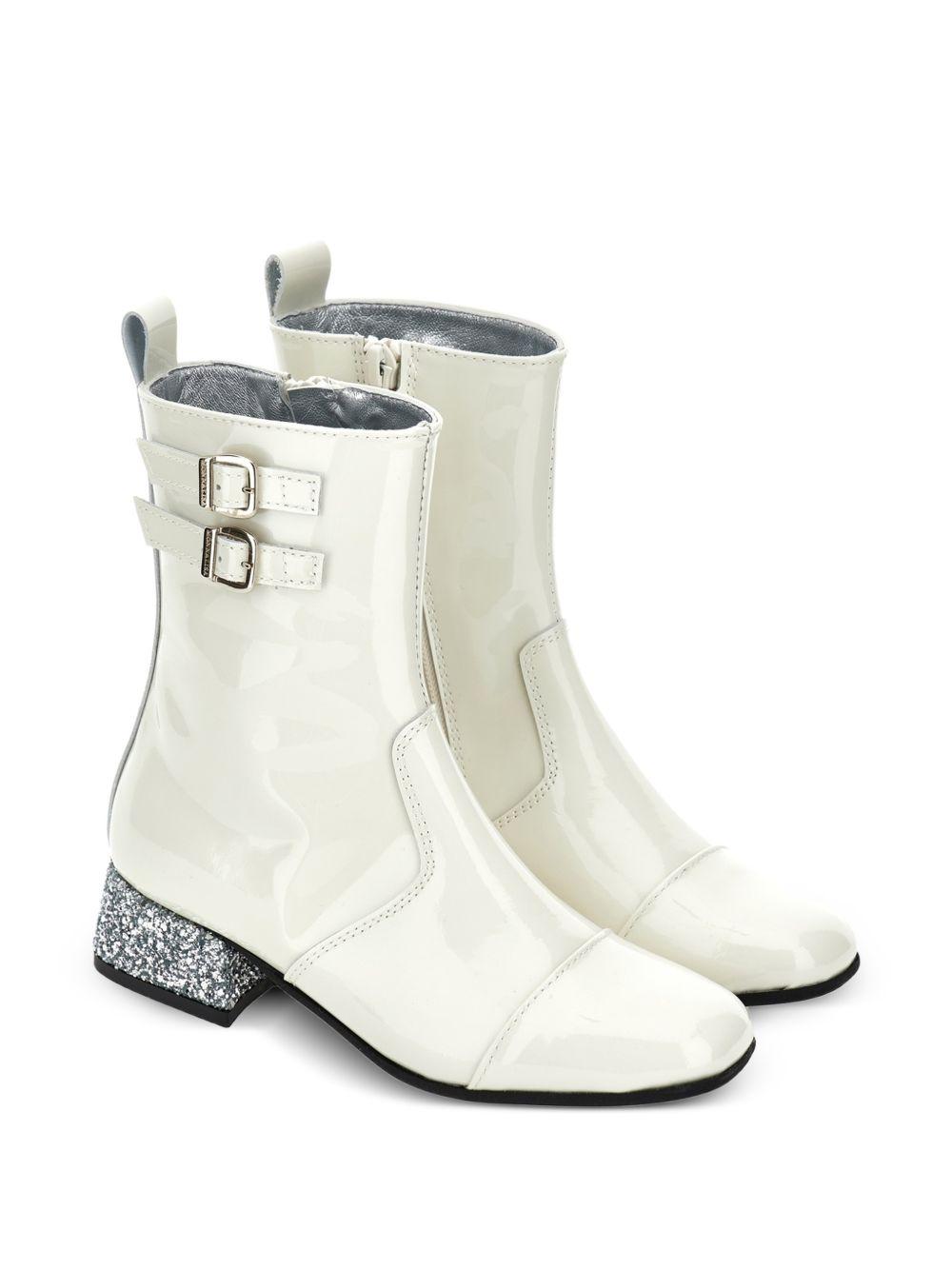 Stivaletti per bambina Monnalisa Kids bianchi con tacco largo con glitter 87H001 8770 0001 MONNALISA KIDS 