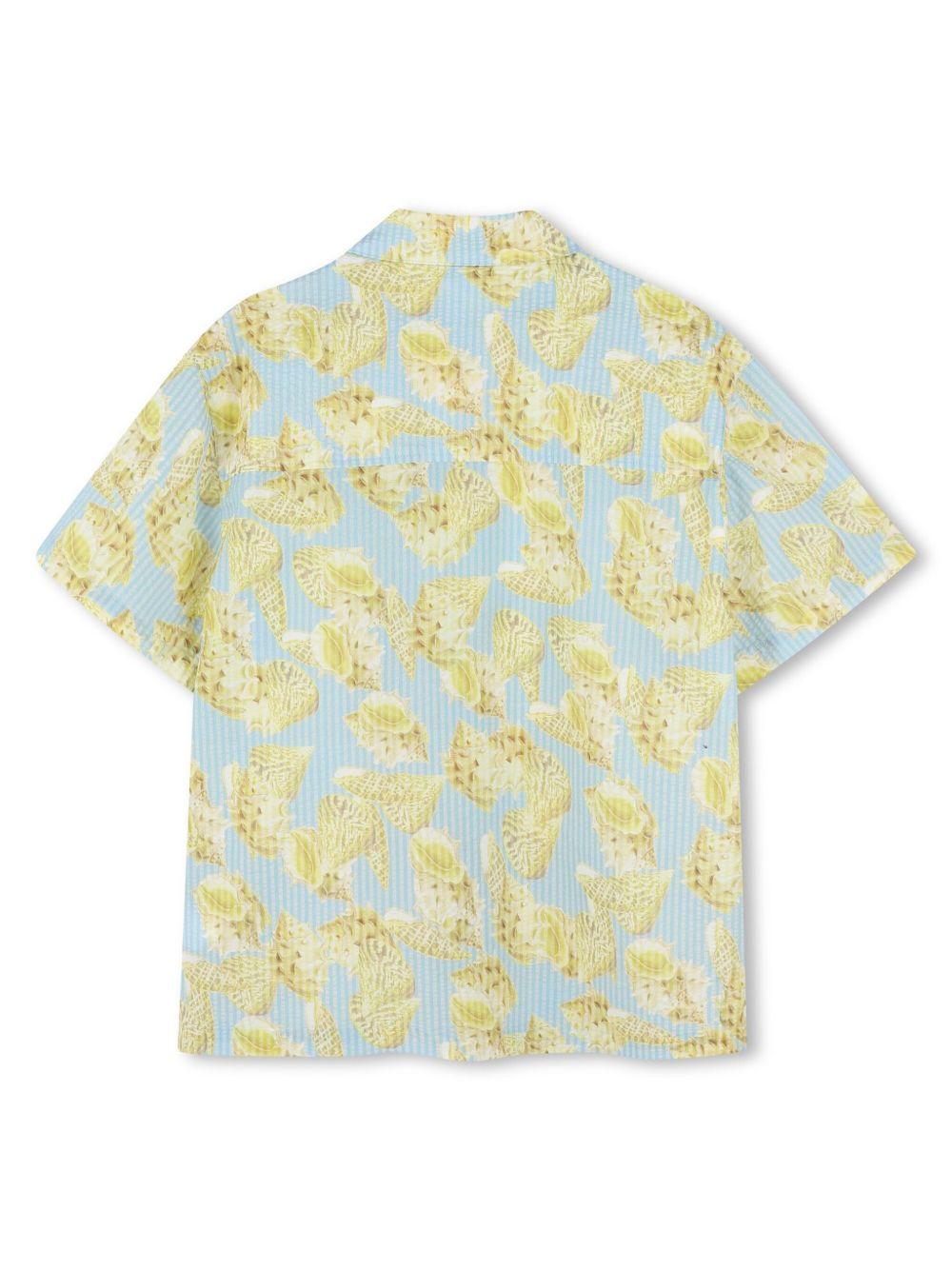 Camicia con stampa per bambino Givenchy Kids azzurro con colletto alla francese H30835 Z40 GIVENCHY KIDS 