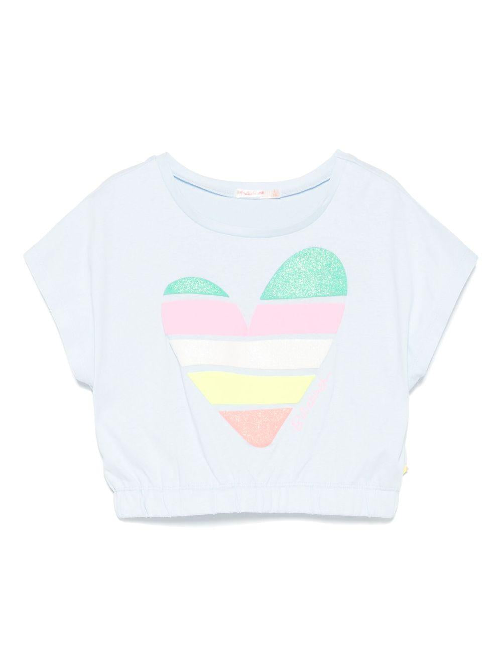 T-shirt per bambina Billieblush azzurro con motivo cuore U20952 76F BILLIEBLUSH KIDS 