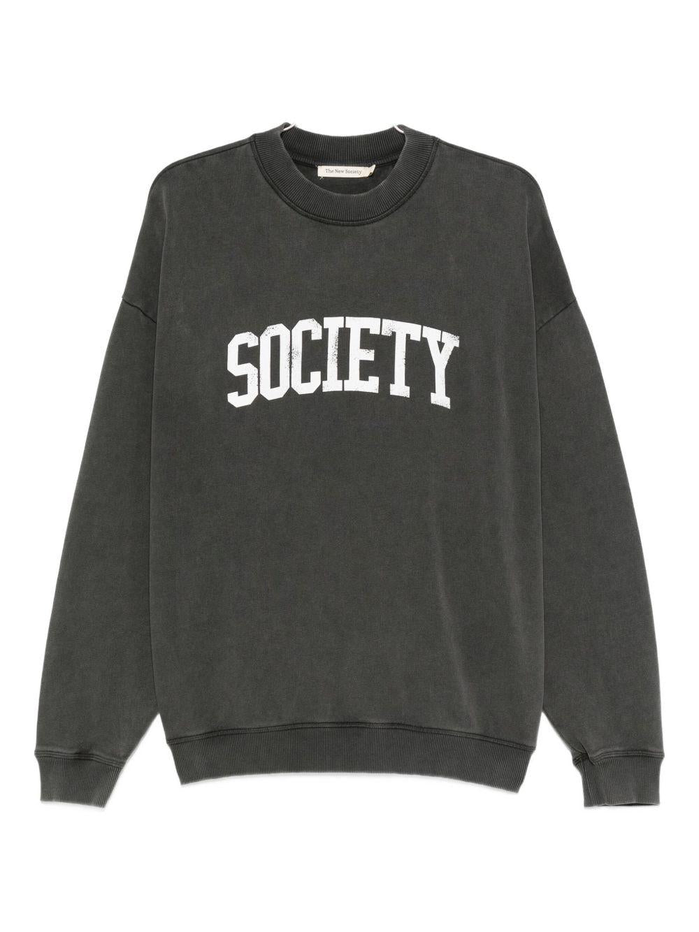Felpa per donna The New Society grigia con stampa logo sul davanti AW25WSWT6C69 WASHED GREY THE NEW SOCIETY 