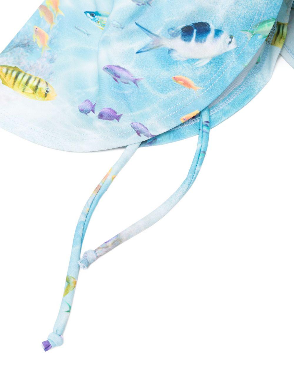 Cappello per neonato Molo azzurro con stampa di pesci blu 7S26Y302 9533 MOLO 