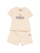 Set t-shirt e shorts per neonati Moschino Kids beige con orsetto sul davanti MUG01ULCA19 20829 MOSCHINO KIDS 