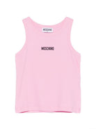 Canotta per bambina Moschino Kids rosa con motivo a coste HAM06MLBA39 51473 MOSCHINO KIDS 