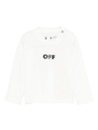 T-shirt per neonato Off-White Kids bianca con logo stampato e maniche lunghe OBX1001F25JER002 0110 OFF WHITE KIDS 