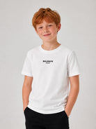 T-shirt per bambino Balmain Kids bianca con stampa logo sul davanti BZ8I11 Z3672 102NE BALMAIN KIDS 