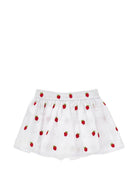 Shorts per bambina Monnalisa bianchi con ricamo fragole all-over 31G413 7944 9944 MONNALISA KIDS 