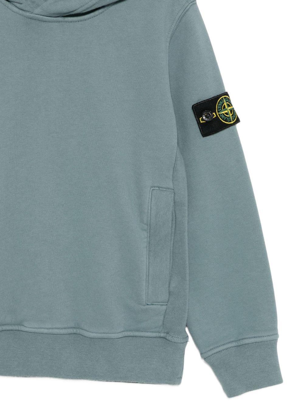 Felpa per bambino Stone Island Kids azzurra con distintivo Compass L2S166100003S0A20 V004B STONE ISLAND KIDS 