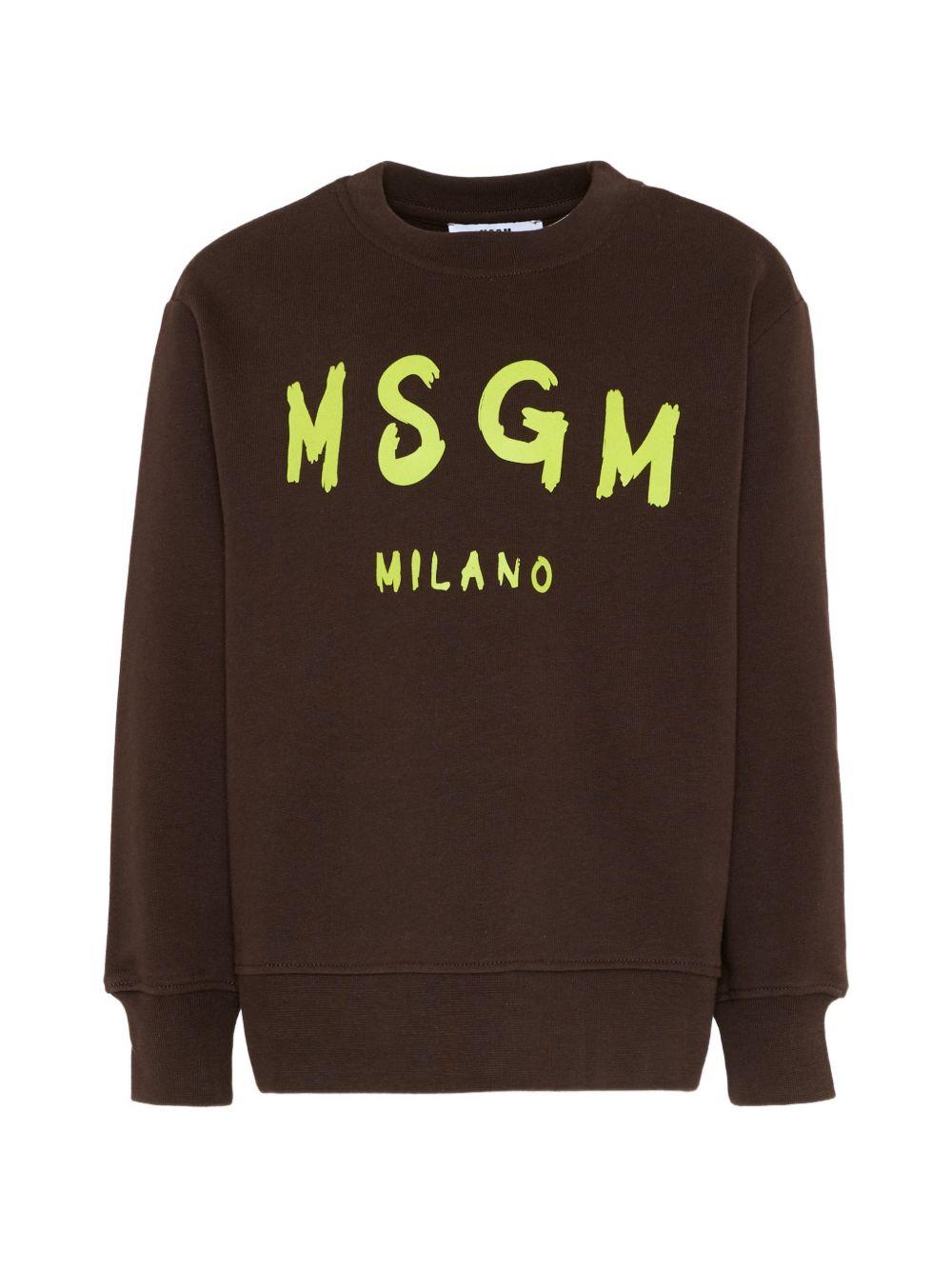 Felpa per bambino MSGM Kids marrone con stampa logo S6MSJUSW007 943 MSGM KIDS 